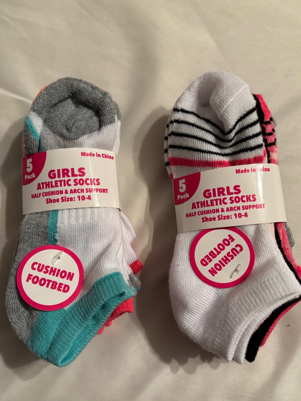 NWT Girls Athletic Socks - Two 5 Packs